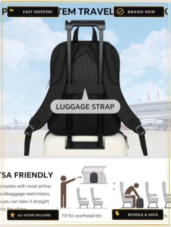 15.6 Inch Laptop Backpack Lightweight Water Resistant Luggage Strap Work Travel main image 5